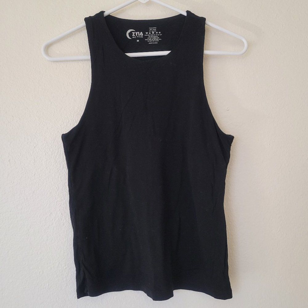 zyiya active black racerback athletic workout tank top